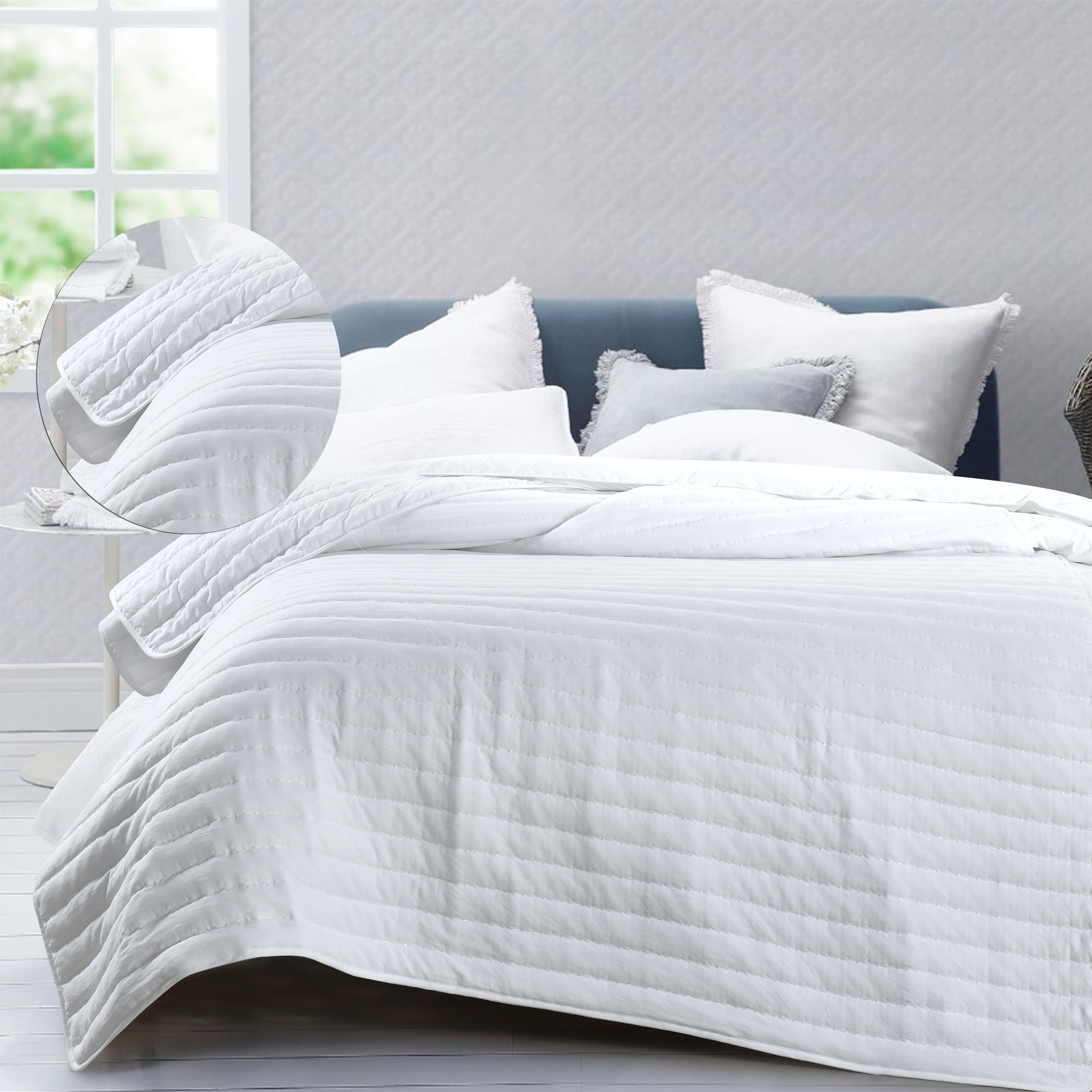 Manufacturer 120g filling rice stitch embroidery coverlet bedspread with pillowcase