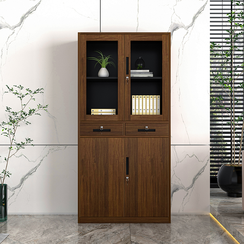 Wood-like Office 4 Door Steel Filing Cabinet with 2 Drawer