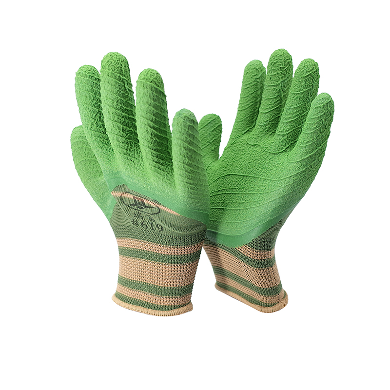 Foam Gloves-13 Gauge Green Latex Foam Semi-Hanging Working Gloves