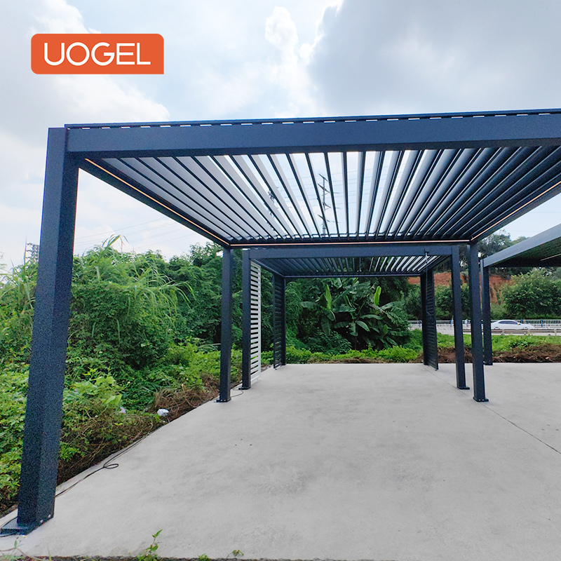 UOGEL C4 Aluminium pergola High-grade rainproof outdoor garden electric automatic louvered pergola