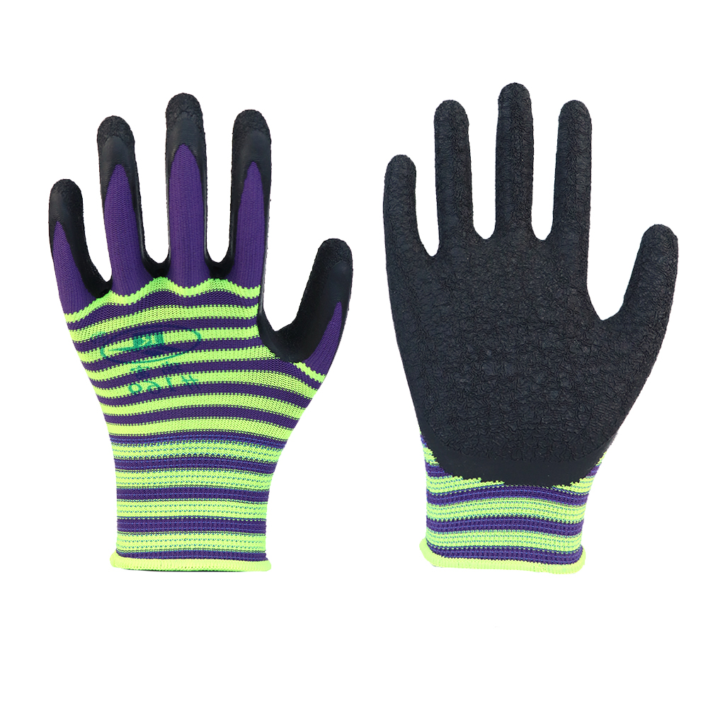Glove Latex-13g Polyester Shell Latex Coated, Crinkle Finish Glove Working Gloves