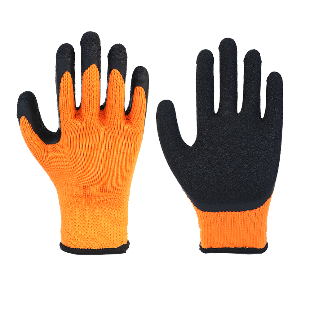 Glove Latex-7g Polyester Loop Shell Latex Coated, Crinkle Finish Glove Working Gloves