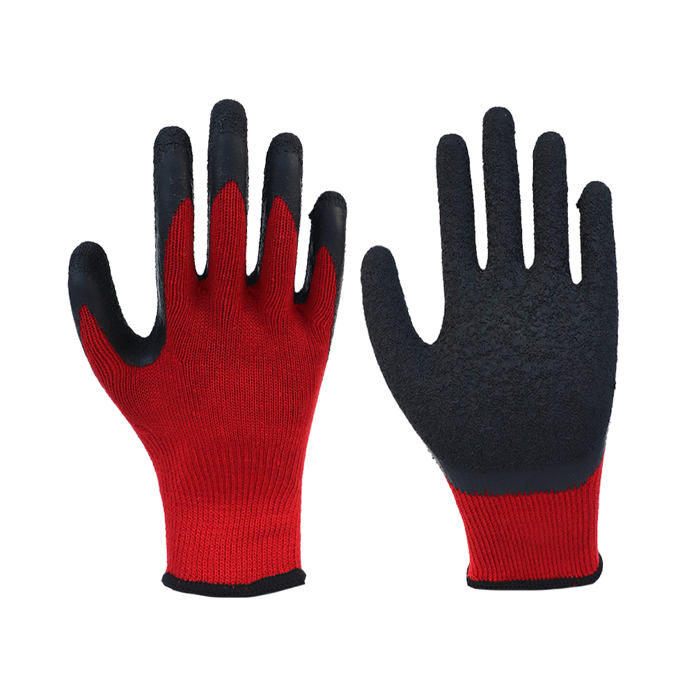 Glove Latex-10g 5 Threads Polycotton Shell Latex Coated, Crinkle Finish Glove Working Gloves
