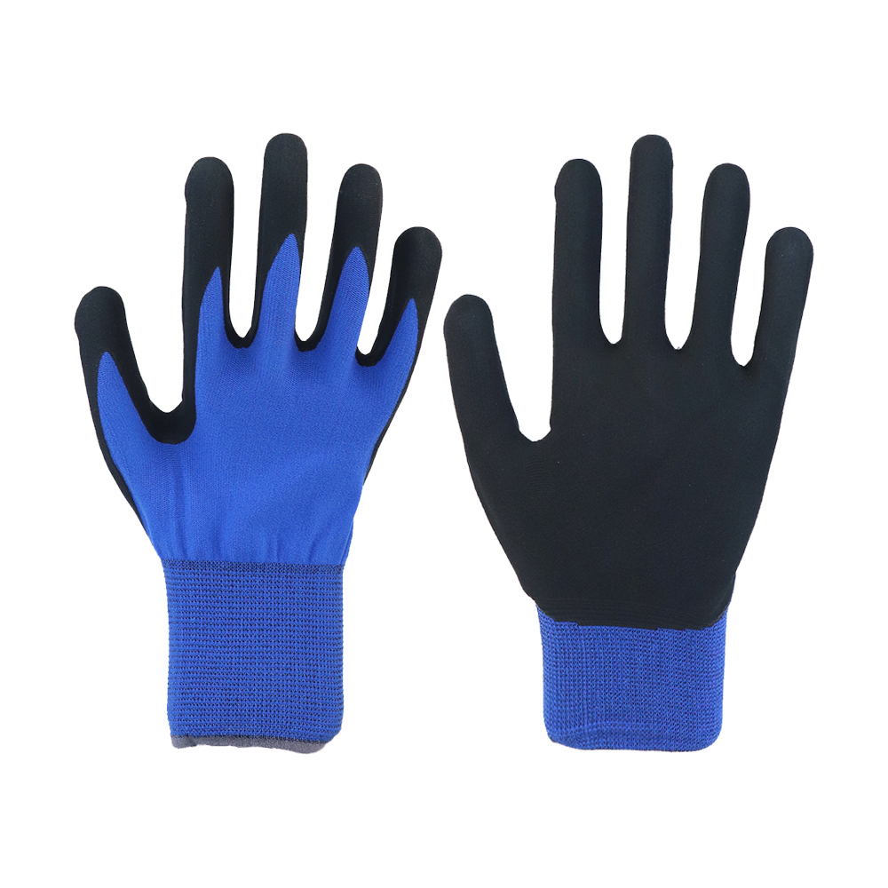 Nylon And Spandex Shell Nitrile Coated, Water-Washed Ultrafine Foam Finish Glove Working Gloves