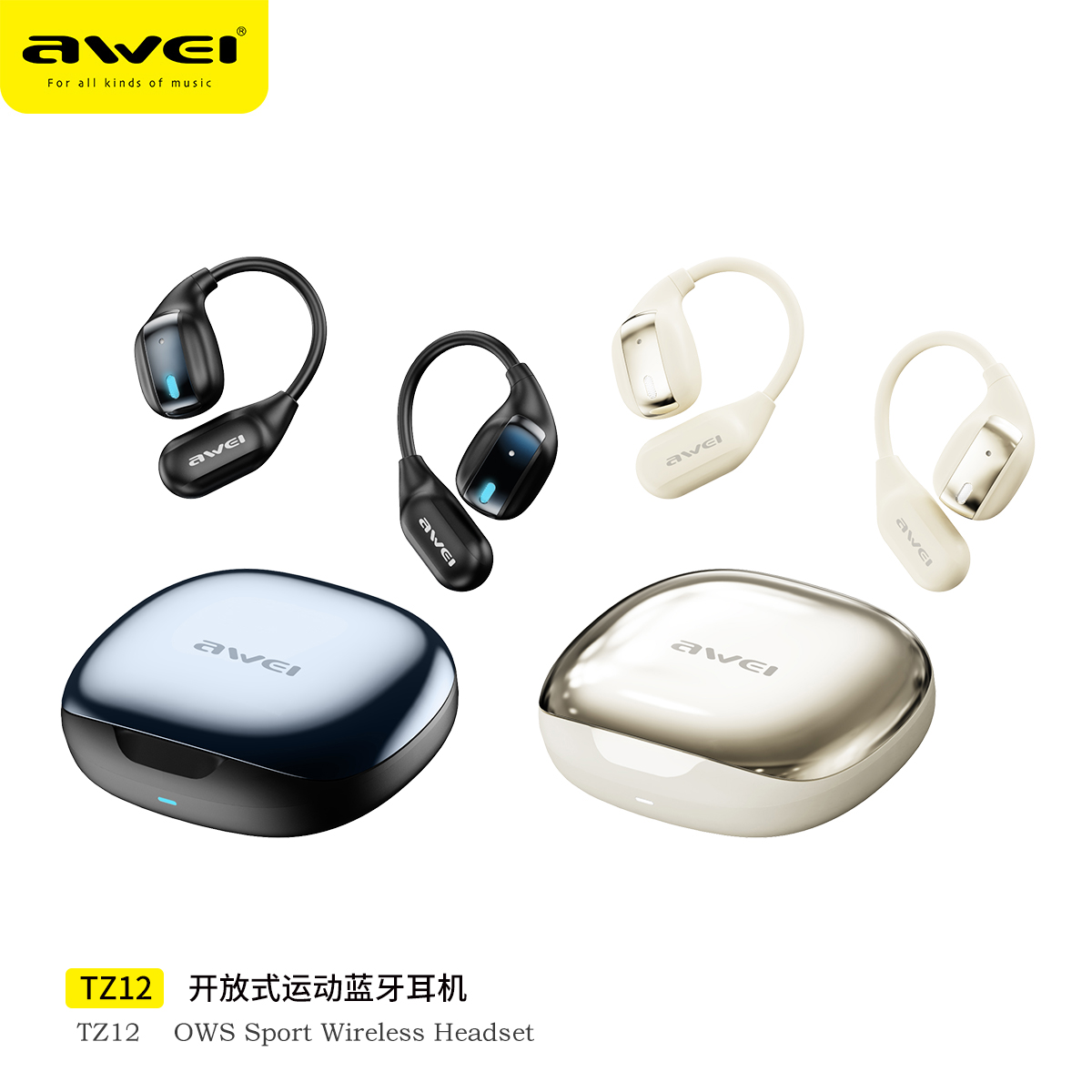 AWEI OWS TZ12 Wireless Business Stereo Earbuds Headsets Waterproof Sport Wireless Headset