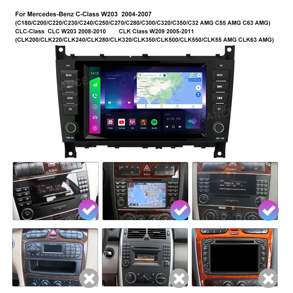 Jmance 7 Inch Android Car Stereo Gps Navigation For Mercedes Benz C-Class W203 2004-2007