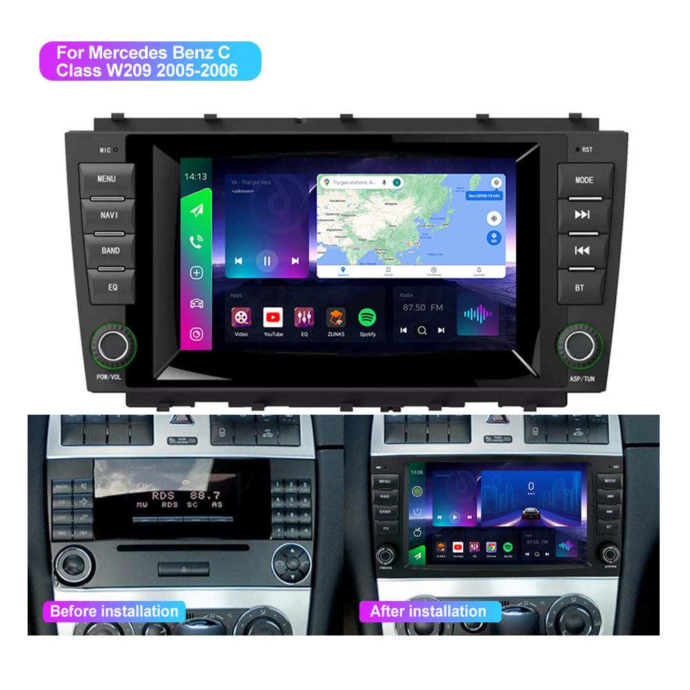 Jmance 4G BT5.0 Car Dvd Player 7inch For Mercedes Benz C -Class W209 2005-2006 Frame Auto Parts