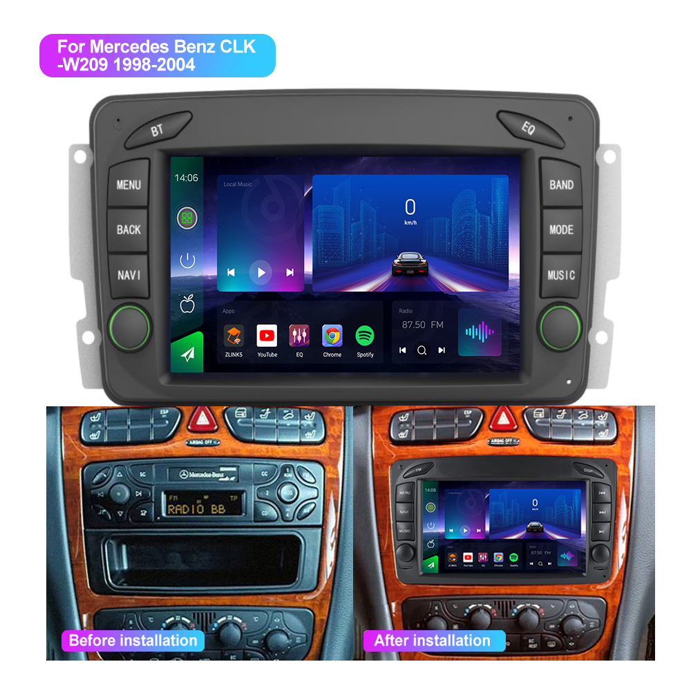 7inch 1024*600 Qled Android 2 Din Car Stereo Radio DVD Player For Mercedes Benz CLK-W209 1998-2004