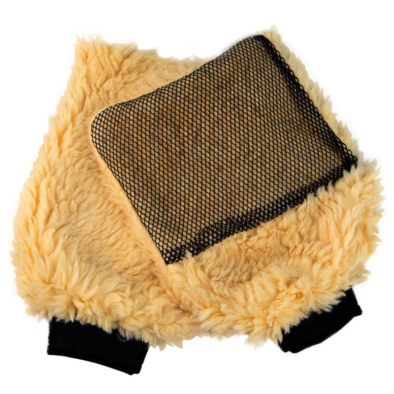 Double-sided Car Cleaning Gloves Microfiber Artificial Wool Mitt
