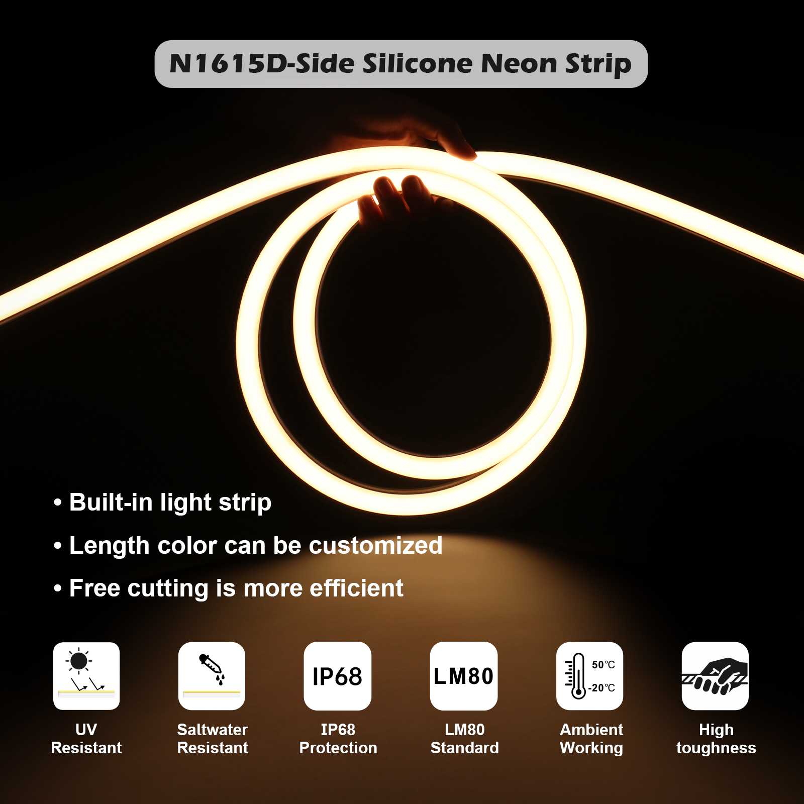 N1615D-SIDE IP68 Side Luminous LED Neon Light
