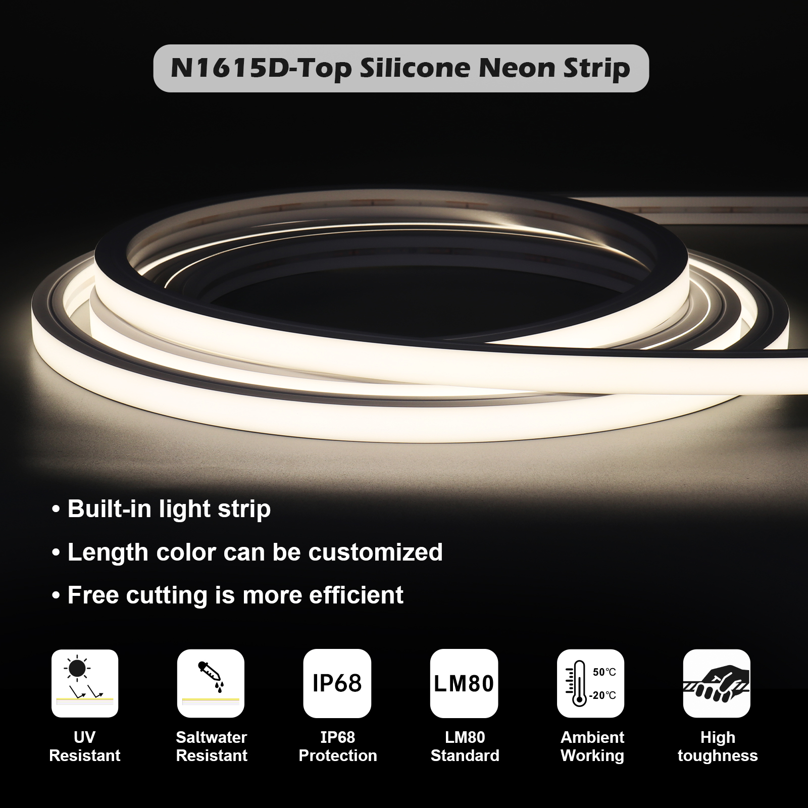 N1615D-TOP IP68 Side Luminous LED Neon Light