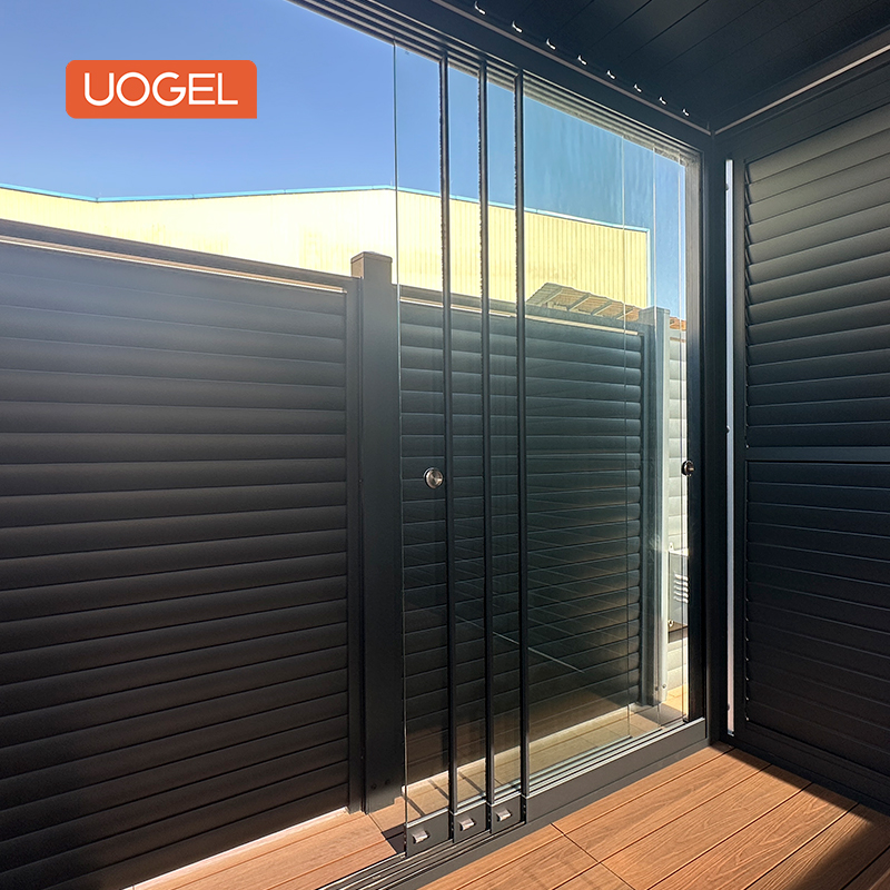 UOGEL aluminum pergola high quality garden outdoor aluminium frameless sliding tempered glass doors