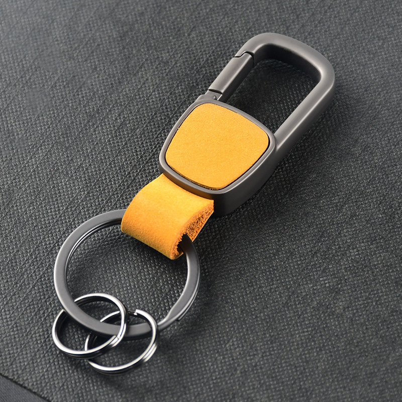 Leather keychain, metal pendant for custom logo leather keyring