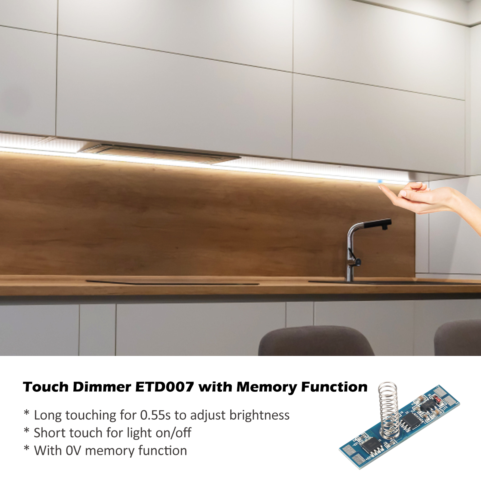 ETD007 Economical Touch Switch With Dimming and 0V Memory Function