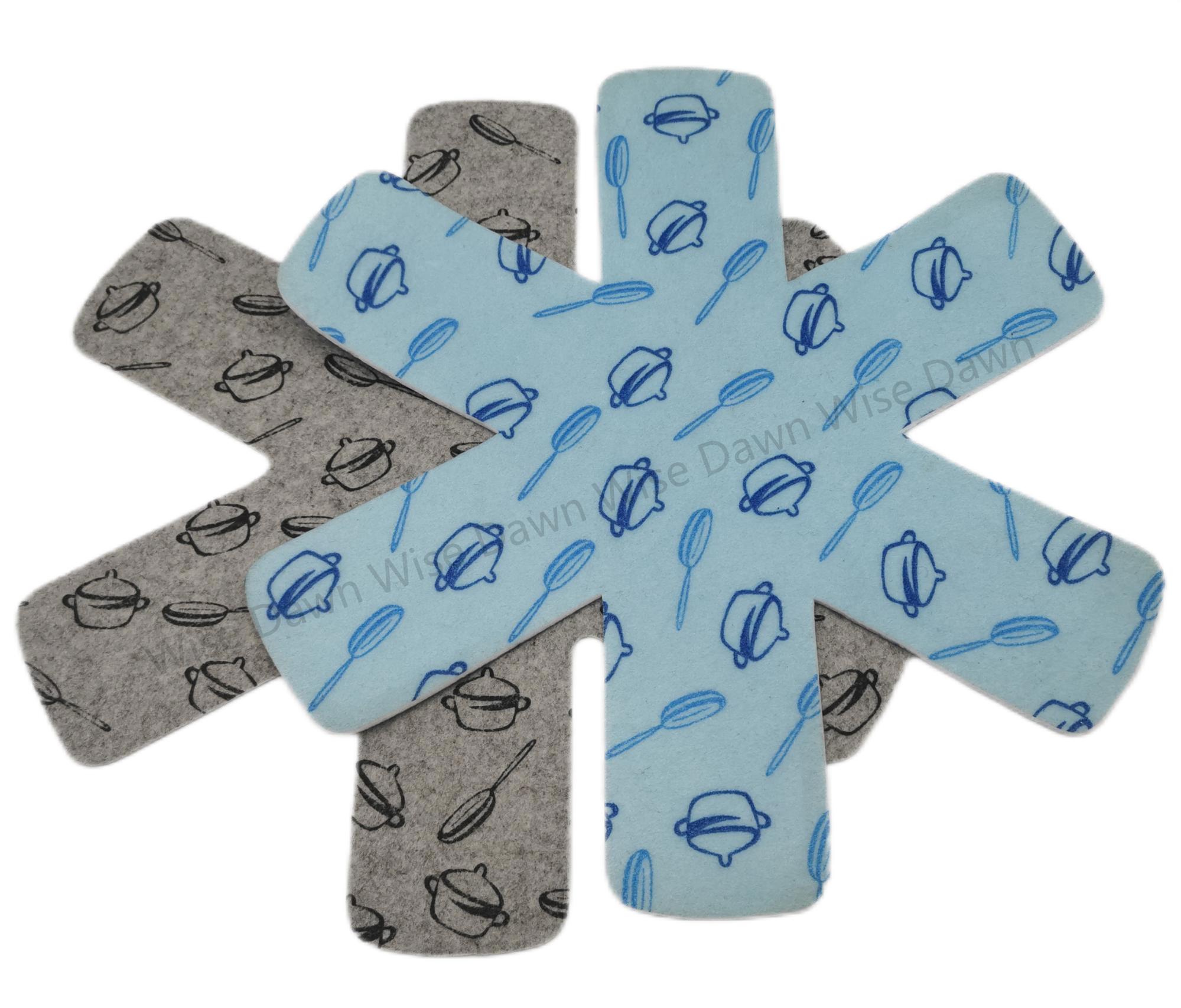 Grey pan protectors black felt cookware protectors with fixed logo