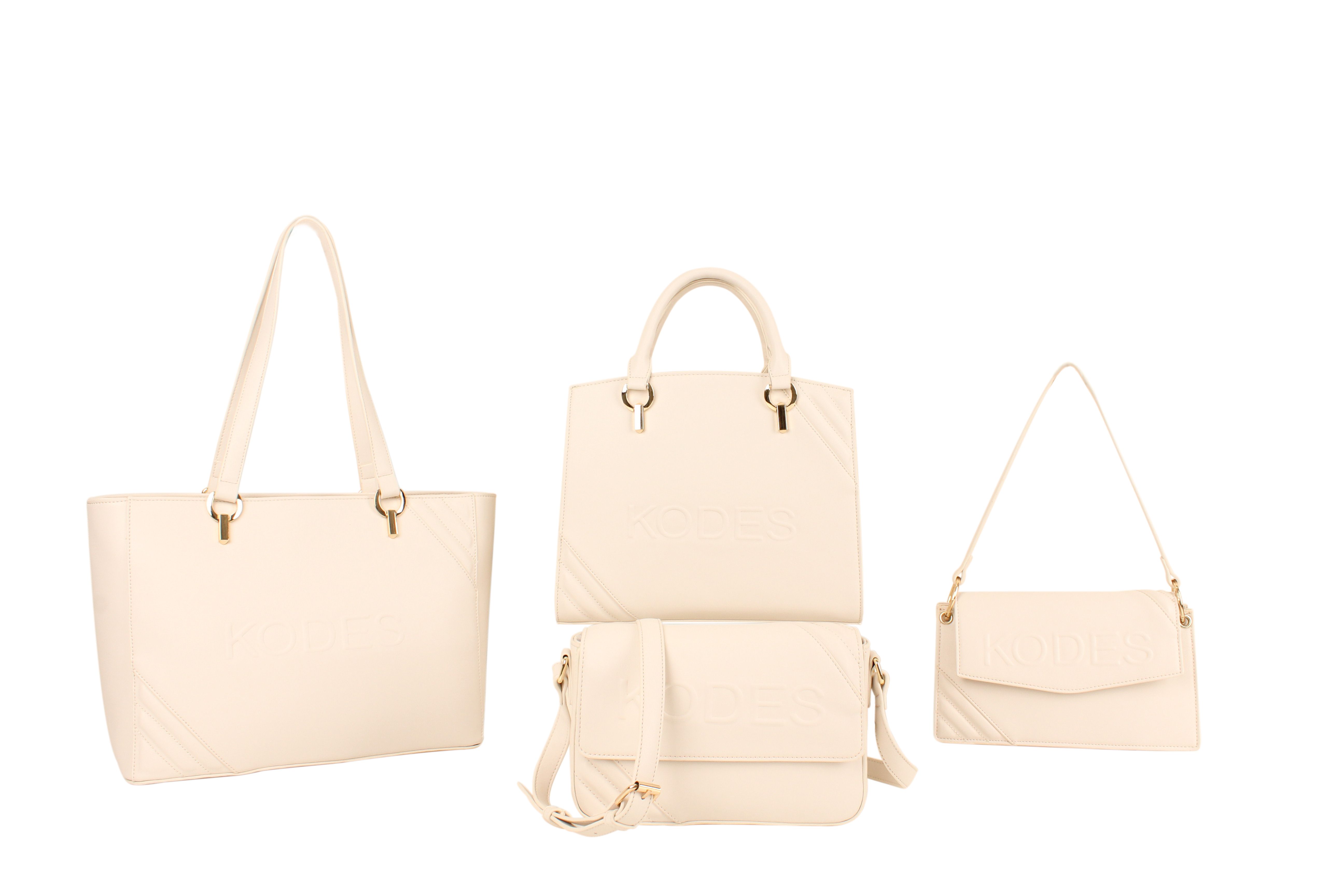 KODES Elegant lady bag Cream Luxury Collection PU crossbody bag and tote bag shopper
