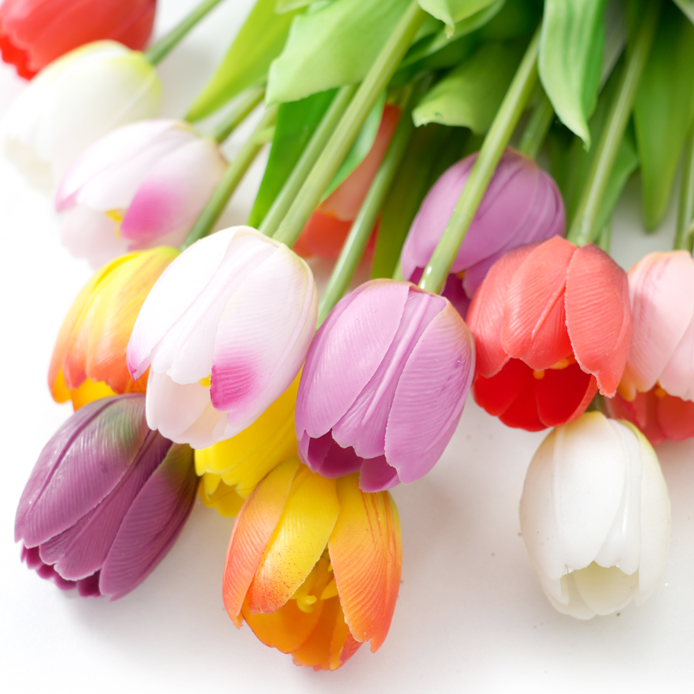 Transworld Artificial Tulip Silicon Top Material Real Touch Tulips Flower For Home Garden Decoration