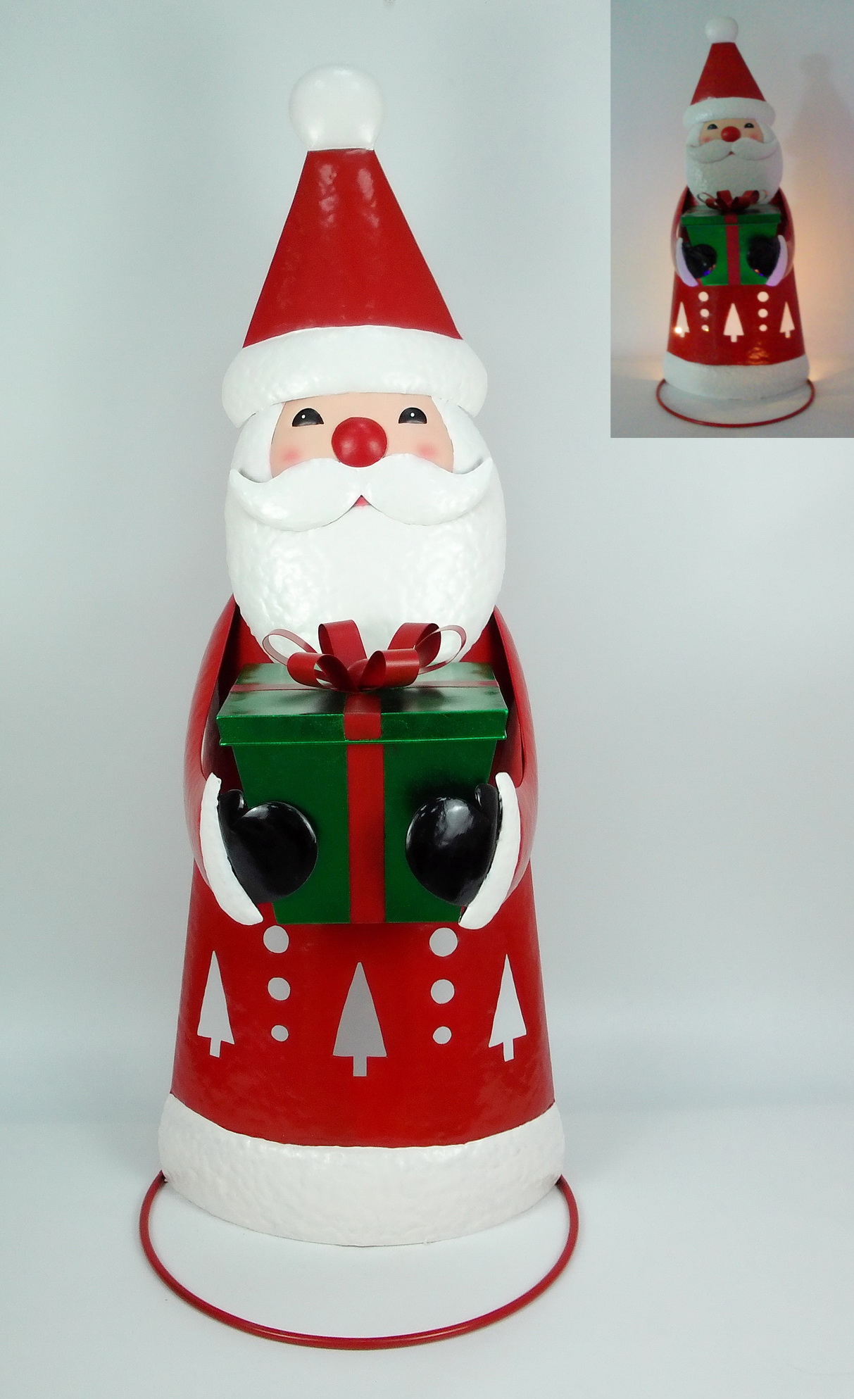Metal LED Standing Santa W/H Candy Gift Box