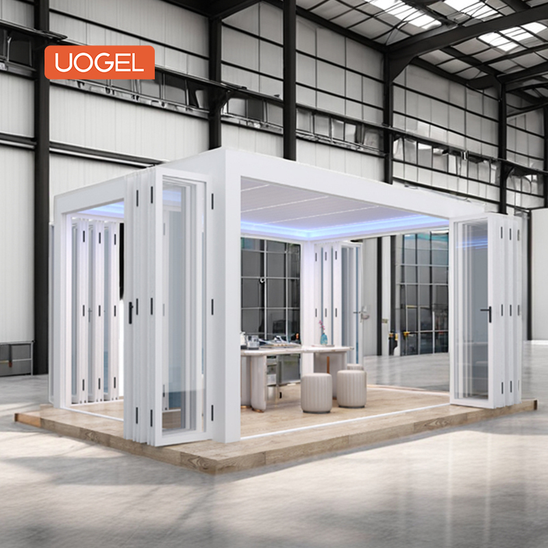 UOGEL Export to USA Glass Folding Door for Pergola Houses White Powder Coated Exterior Room