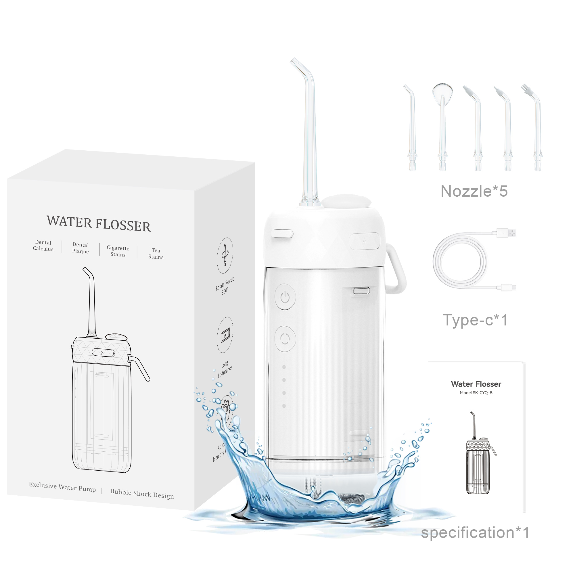 Electric dental cleaner Dental cleaner Water floss oral douche Portable dental flusher