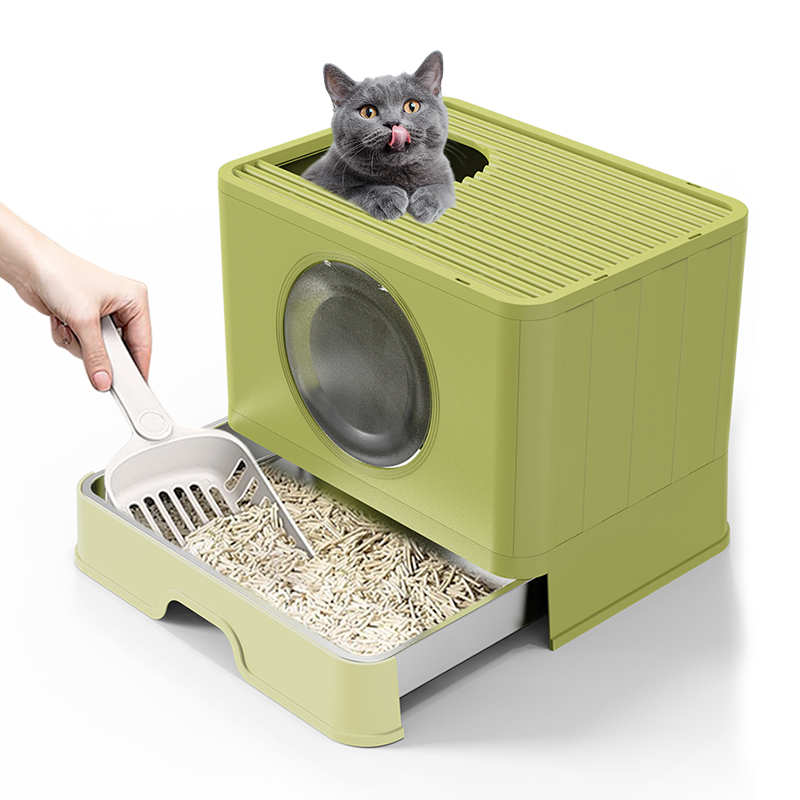 Cat products double door fully enclosed cat toilet spatter-proof folding deodorant litter box
