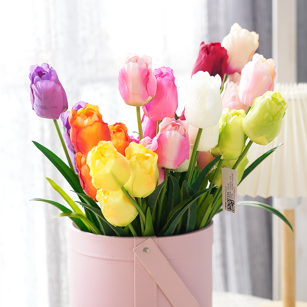 Transworld Wholesale Tulips Flower DIY Artificial Flowers Bendable Stem Tulip Decorative Flowers