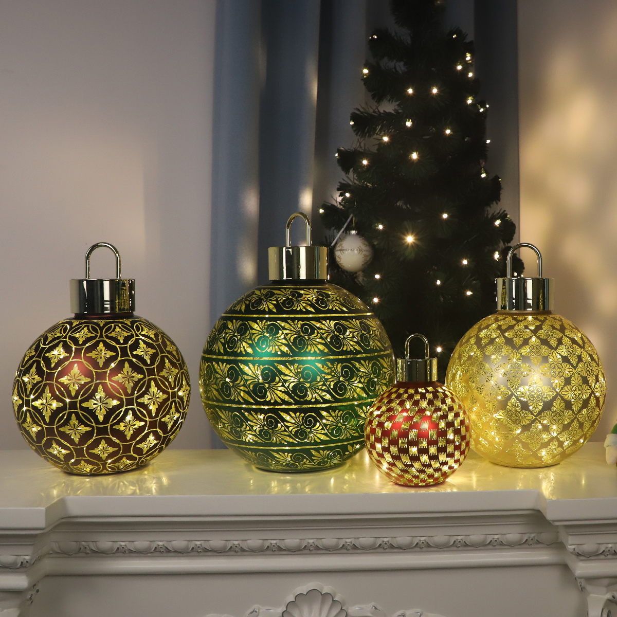 Geometric LED Glass Xmas Ball | Large Space Decor | Hot Custom Ornament