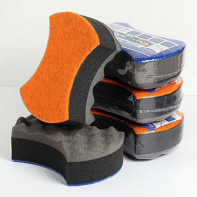 Three-layer wave car washing sponge