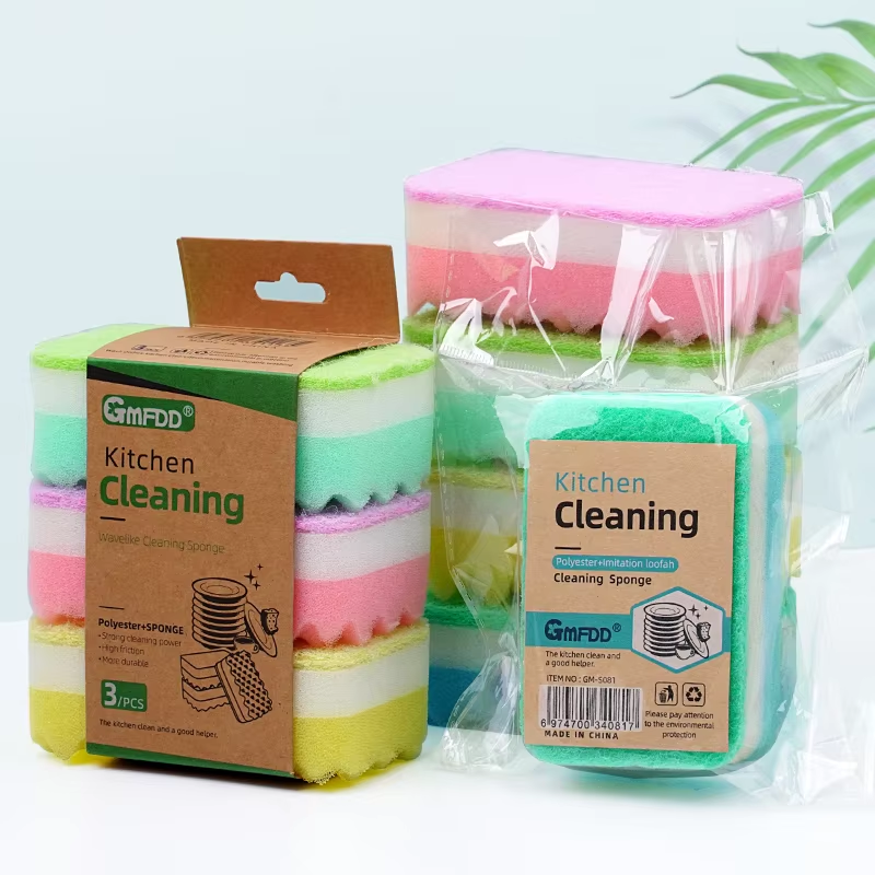 Thickended colorful three-layer wave sponge