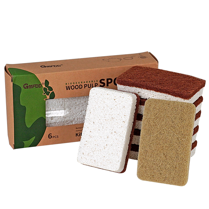 Sisal scouring pad with wood pulp cellulsoe sponge