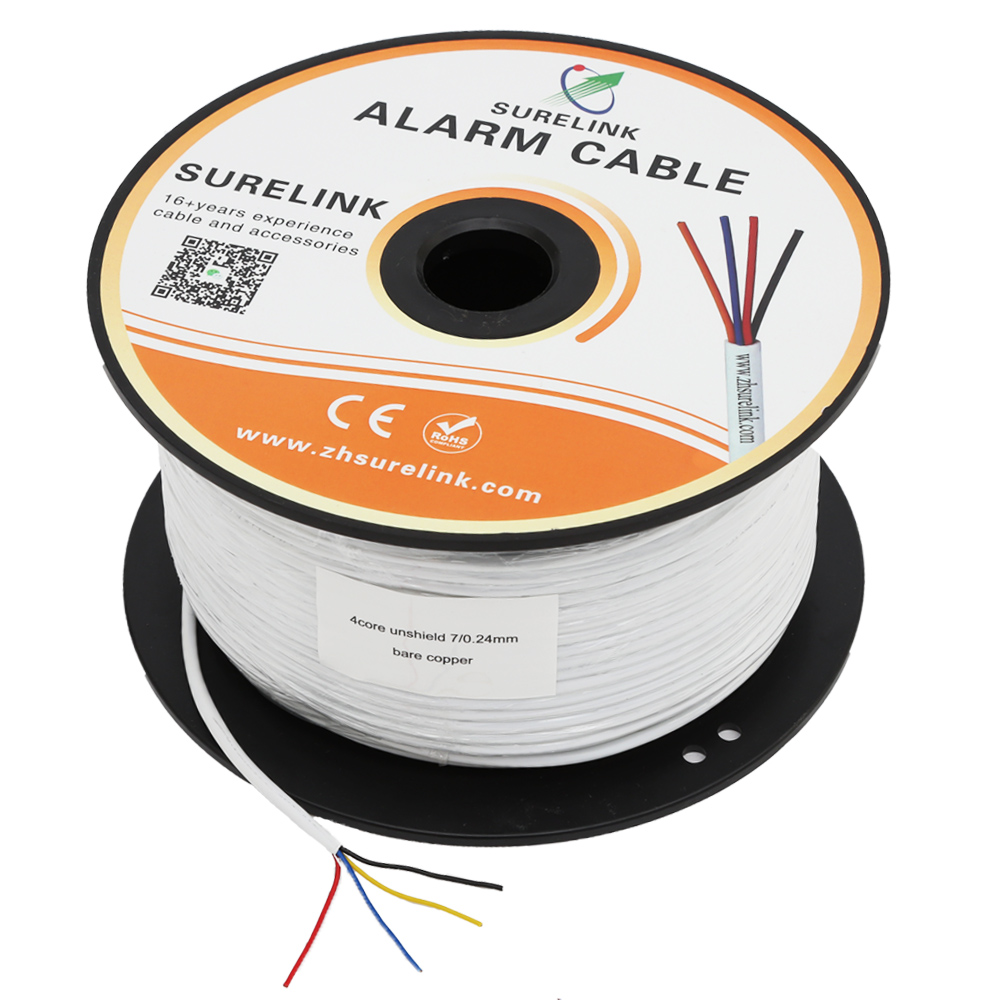 24awg Shielded Unshielded 4core Alarm Cable signal Control Cable Unscreened Security Cable de alarma
