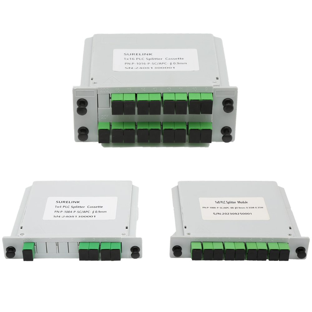SC APC UPC 1X8 1X16 FTTH Fiber Optical PLC Splitter LGX Cassette Insertion Type Card 光分路器