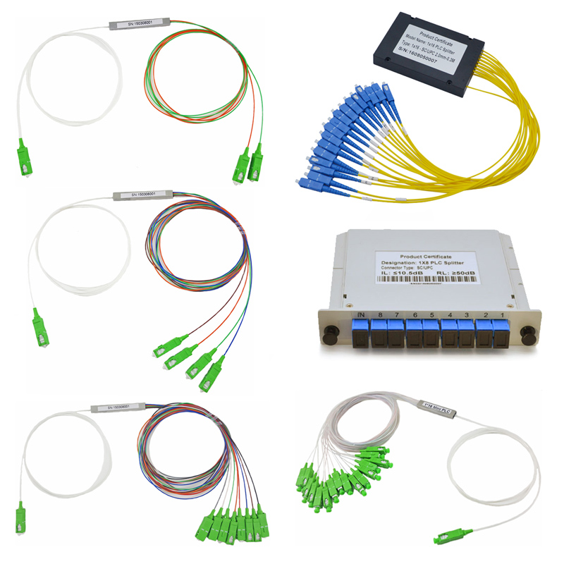 0.9mm 250um 1X2 1X4 1X8 Fiber Optic Card Splitter ABS box Splitter Ftth Mini Type PLC Splitter 光分路器