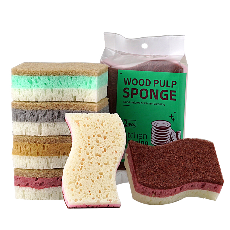 Three layers high foam sisal cleaning sponge