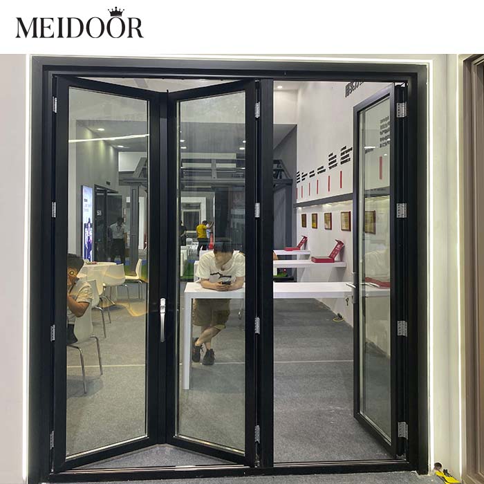 High-End Sliding Folding Door for Luxury Hotels Villas Shopping Malls Vertical Opening Pattern