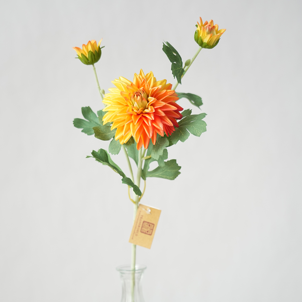 Transworld 2Heads Chrysanthemum Artificial Decorative Flowers Dahlia Flower For Home Decorations