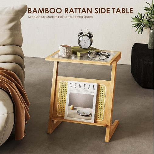 Rattan side table