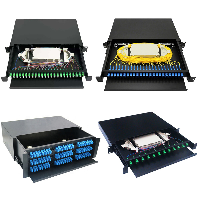 12 24 48 72 96 port 1U Slideable Rack Mount Fiber Optic Patch Panel outdoor ODF