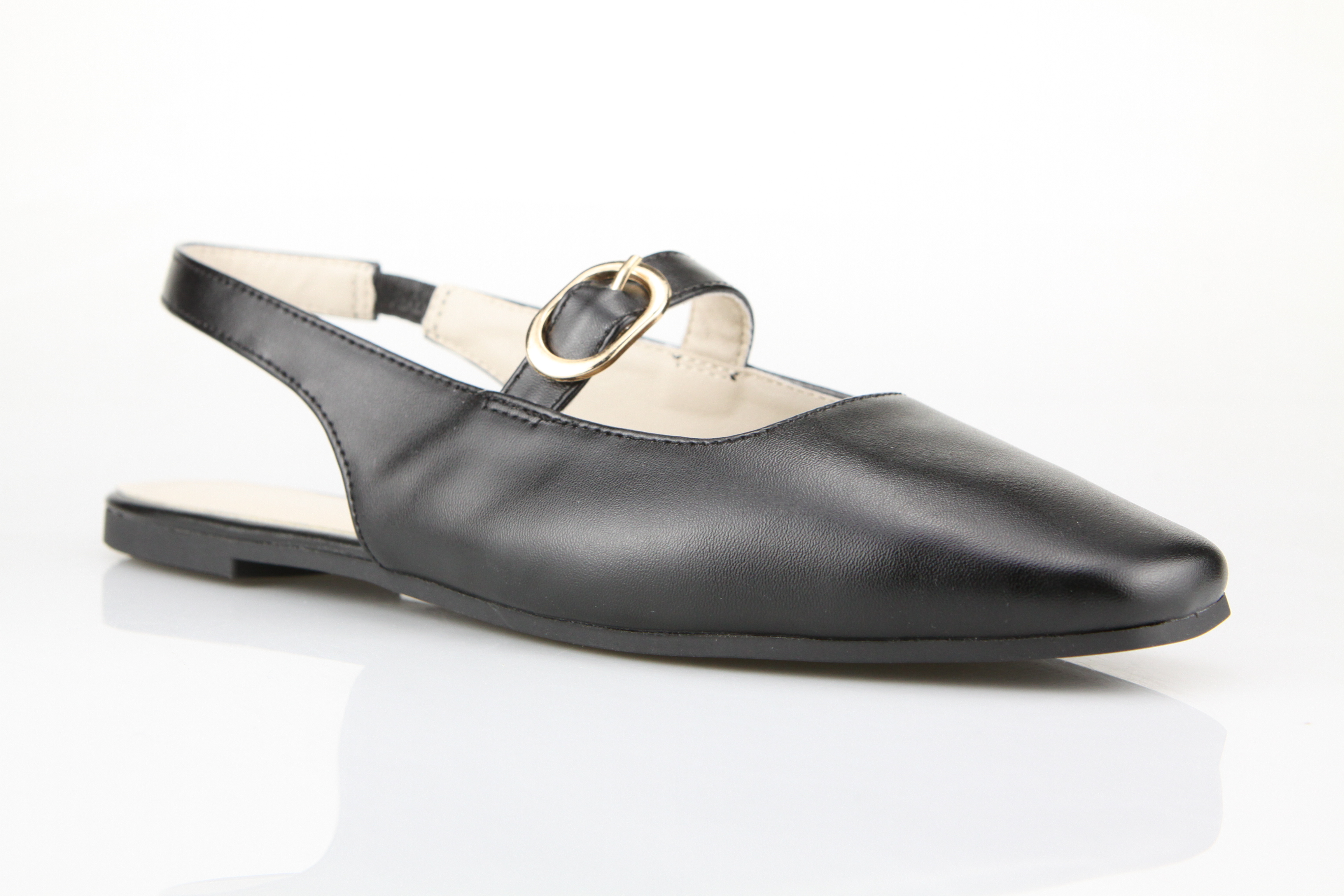 Black Patent Slingback Flats