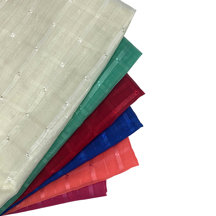 voile checks curtain fabric