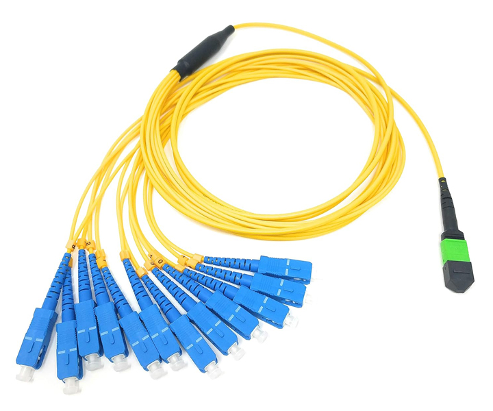 MPO MTP fibre optic fanout cable 12core ftth branch cable with SC FC LC breakout patch cord