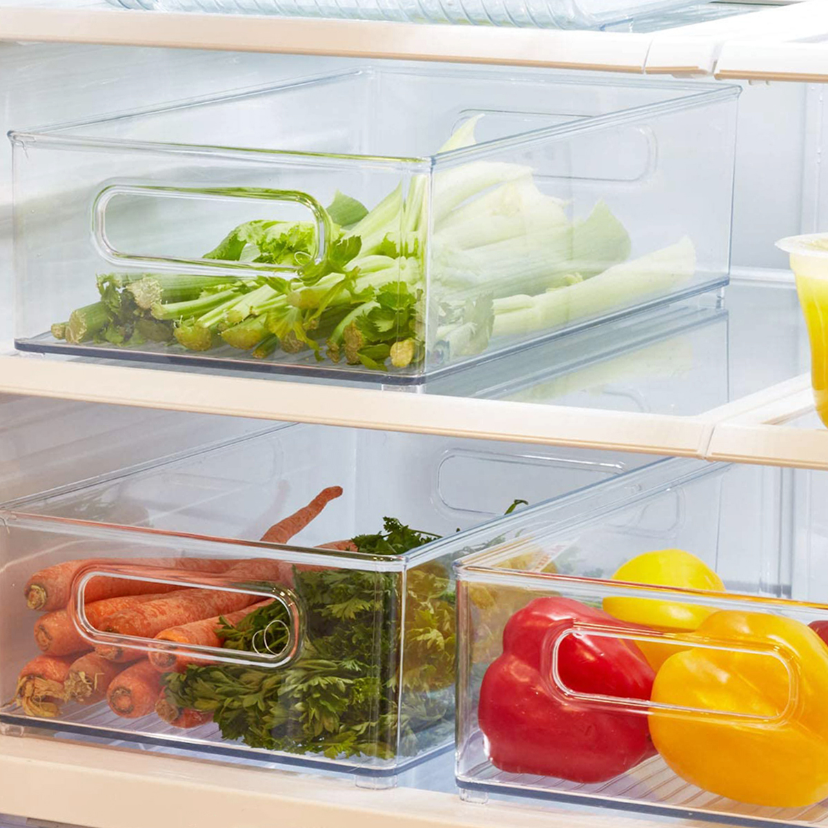 Home pantry storage container fridge bins with lids