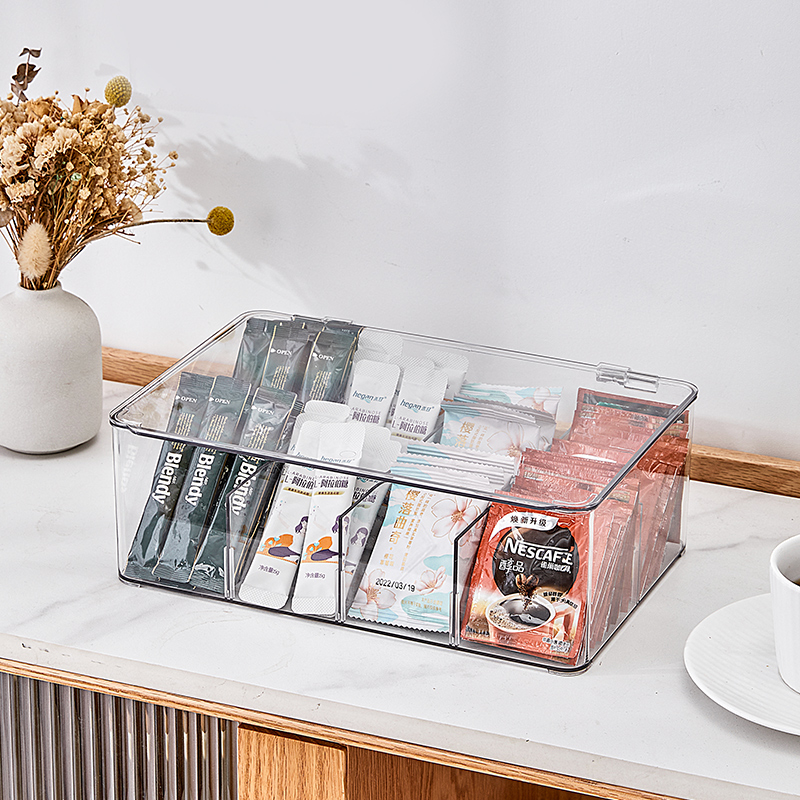 Tea and pantry storage container bins with lids