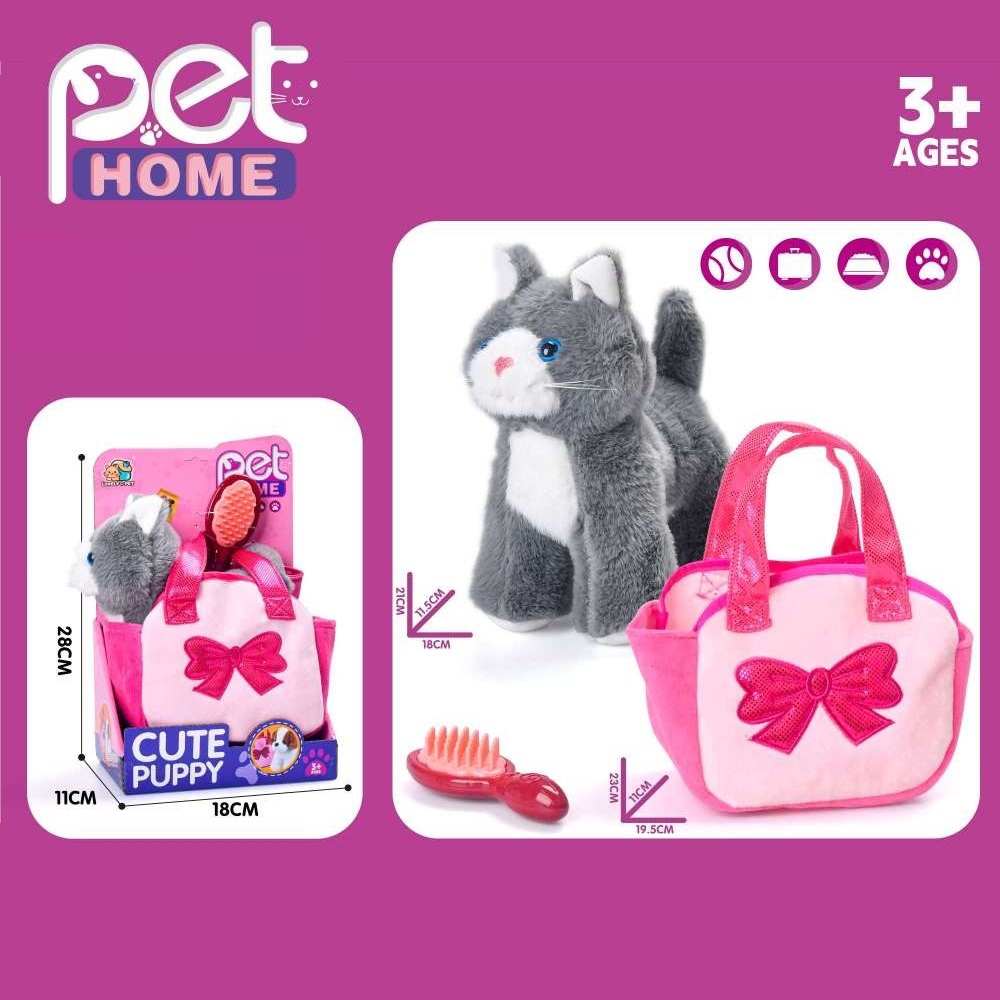 Plush cat Basket (grey)