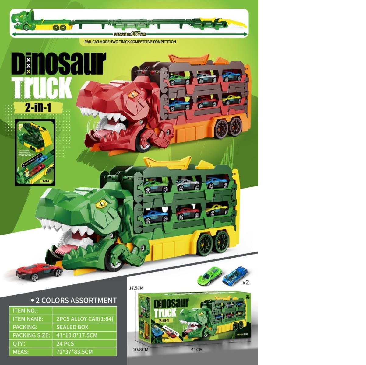 T-rex folding ejection rail car (with 2 sliding alloy car) 2 in 1