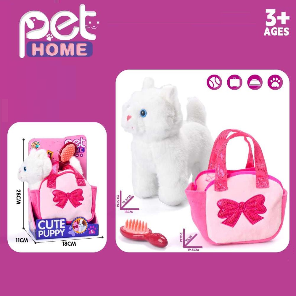 Plush cat Basket (white)