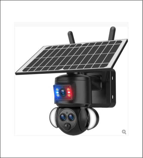 Three Lens Red/Blue alarm Floodlight Solar Battery PTZ Camera