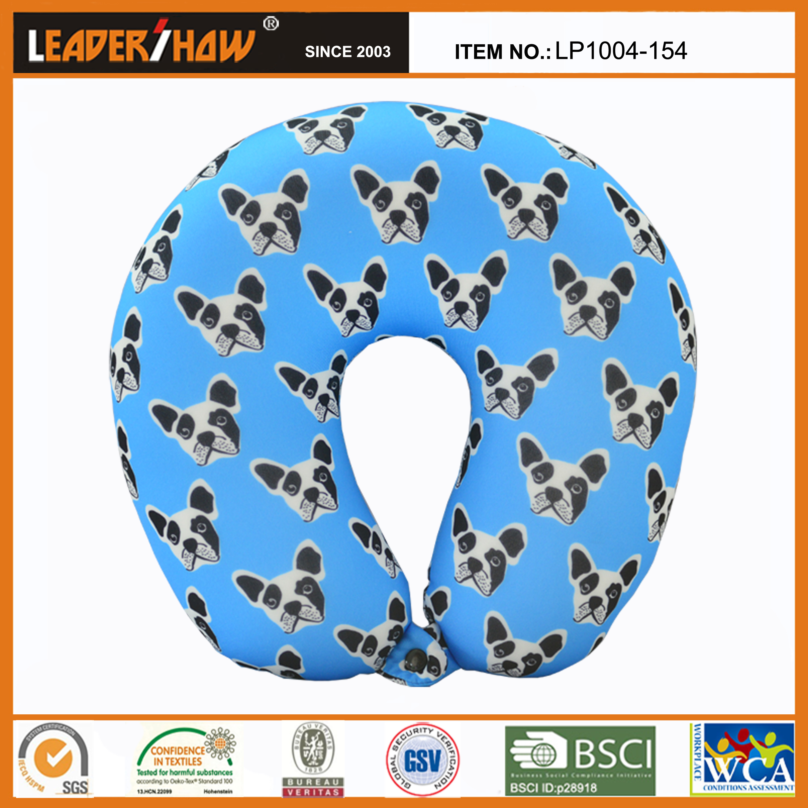 U-shaped travel pillows can be customized for easy carrying on airplanes and cars