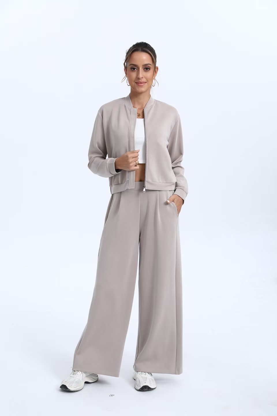 Sand washed air layer women's coat