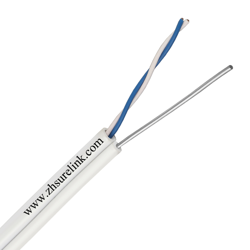 Self supporting aerial 2core drop wire bare copper telephone cable with steel messenger